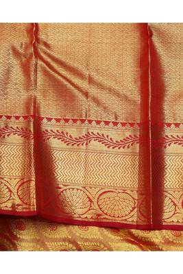 Gold pure silk zari brocade saree 2