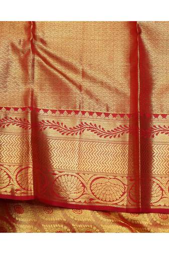 Gold pure silk zari brocade saree