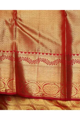 Gold pure silk zari brocade saree