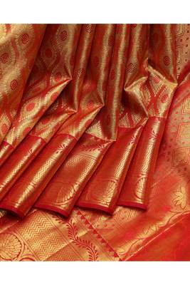 Gold pure silk zari brocade saree 4