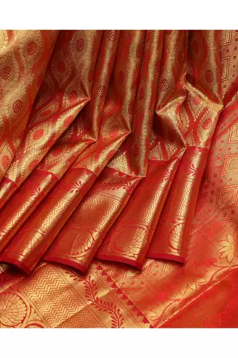 Gold pure silk zari brocade saree
