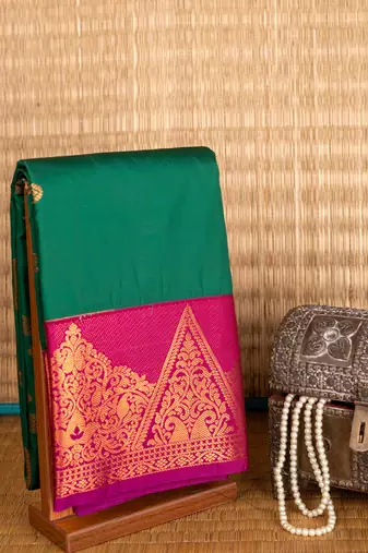 Jamun purple and green woven semi silk saree
