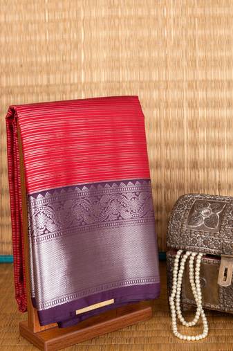 Red kanjivaram semi silk saree