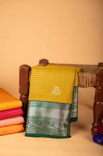 Mehendi green pure touch silk saree