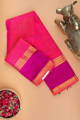 Pink kanchi silk cotton saree 1