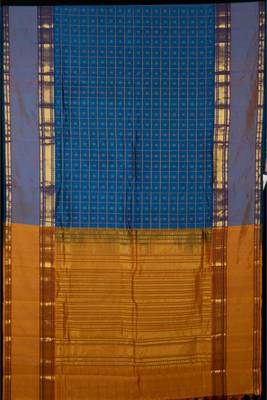 Peacock blue silk cotton saree 2