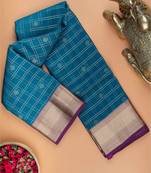 Teal blue pure touch silk saree
