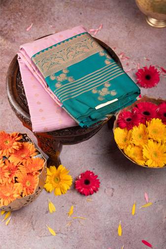 Pink green vairaoosi semi silk saree