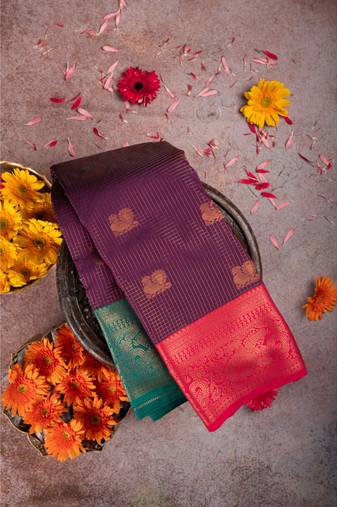 Brinjal purple semi silk saree