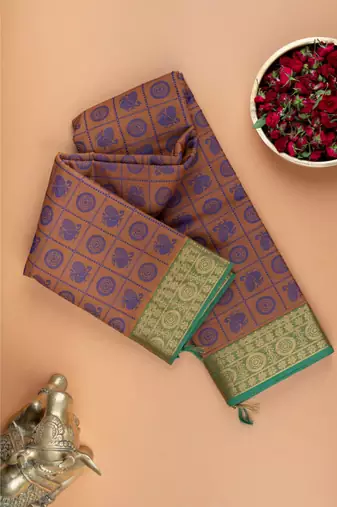 Honey brown kanchi cotton saree