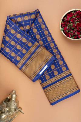 Blue mayil kanchi cotton saree 1