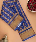 Blue mayil kanchi cotton saree