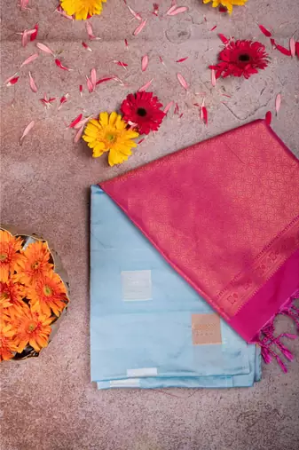 Pastel blue pure touch soft silk saree