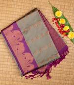 Grey borderless semi silk saree