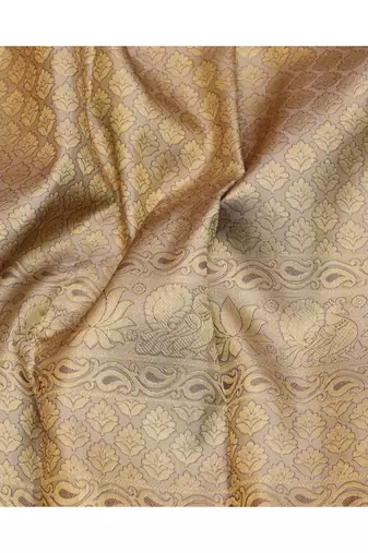 Beige brocade silk saree