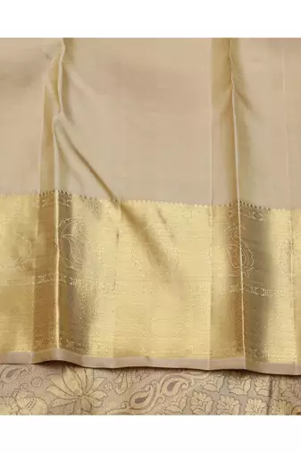 Beige brocade silk saree