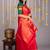 Red floral and paisley motifs pure silk saree