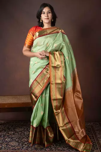Pastel green kanchipuram silk saree