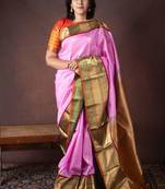 Rose pink kanchipuram pure silk saree