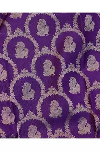 Purple silver zari motifs silk saree