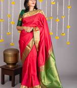 Red golden border silk saree