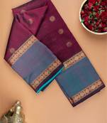 Maroon and turquoise silk cotton saree