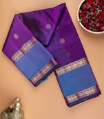 Purple and turquoise silk cotton saree