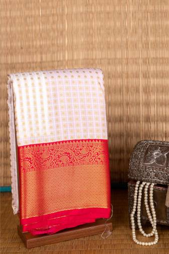 Offwhite and pink brocade silk saree