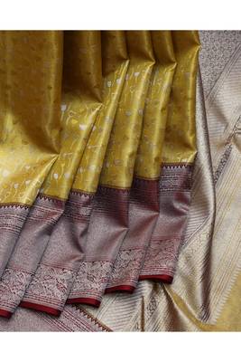 Golden tissue party wear silk saree 1