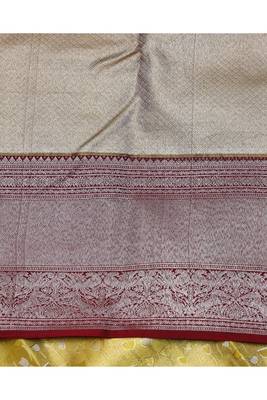 Golden tissue party wear silk saree 4