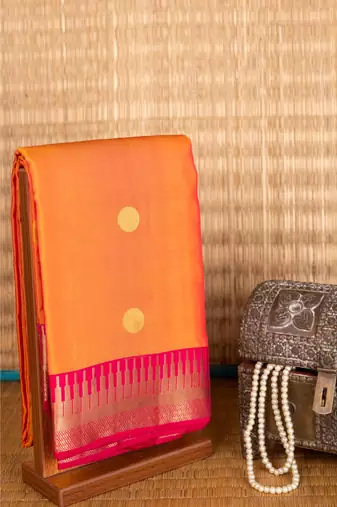 Orange korvai pure touch silk saree