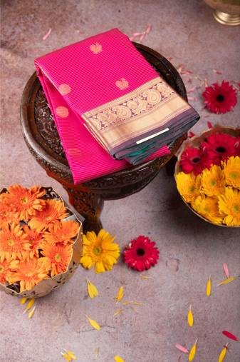Pink traditional pure touch silk saree
