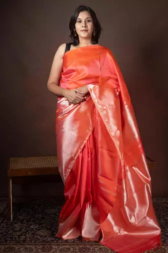 Orange kanchipuram silk saree