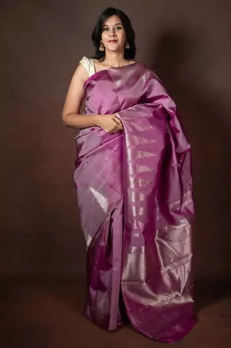 Lavender and purple kanjivaram silk saree