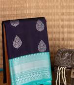 Blue and silver pure touch silk saree