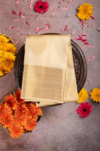 Beige pure touch silk saree