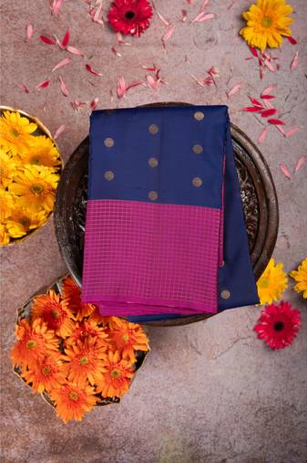 Blue and jamun purple pure touch silk sar