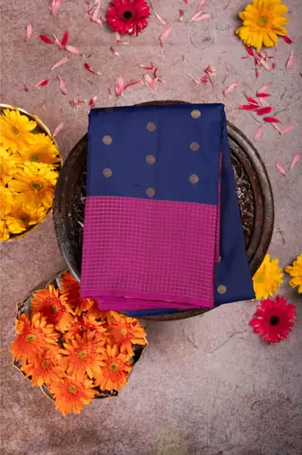 Blue and jamun purple pure touch silk sar