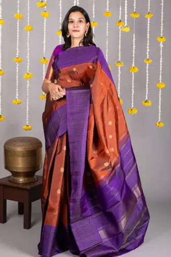 Coffee brown silk saree