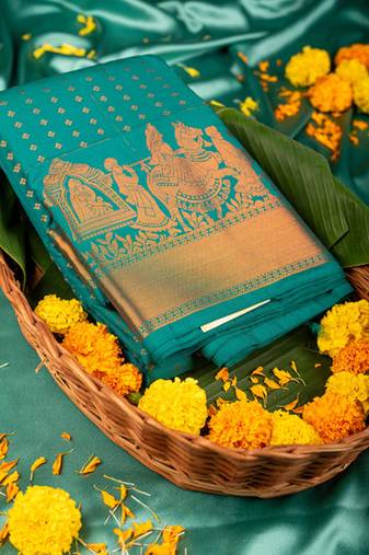 Green ayiram butta semi silk saree