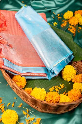 Blue designer soft silk saree