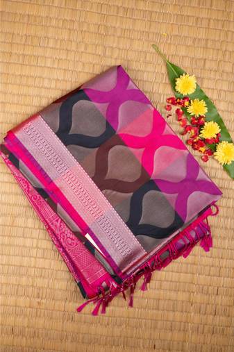 Purple and black designer soft silk saree