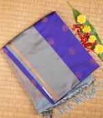 Purplish blue and grey semi soft silk saree