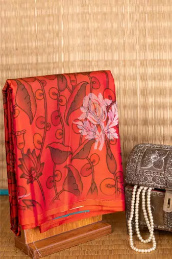 Orange semi soft silk saree