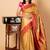 Beige gold zari soft silk saree