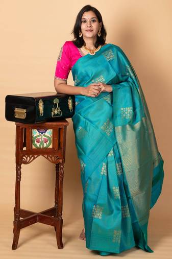 Blue kanjivaram silk saree