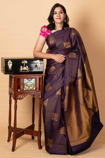 Grape purple pure silk saree