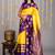 Yellow and purple pure silk saree