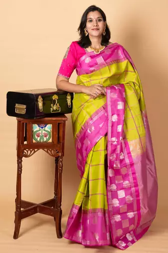 Green retta pettu pure silk saree