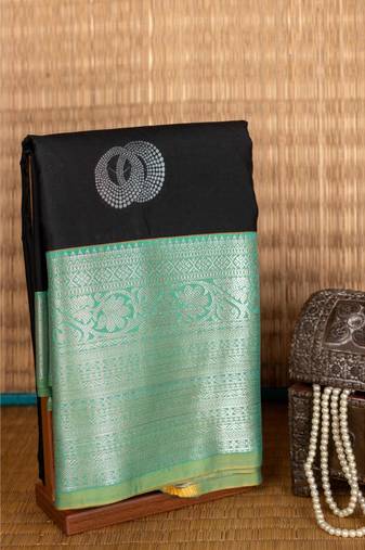 Black and green semi silk saree
